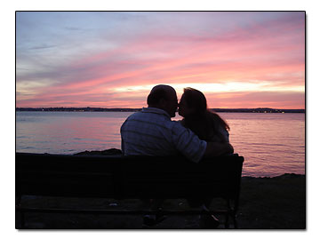 Enjoying the sunset at Lighthouse Point